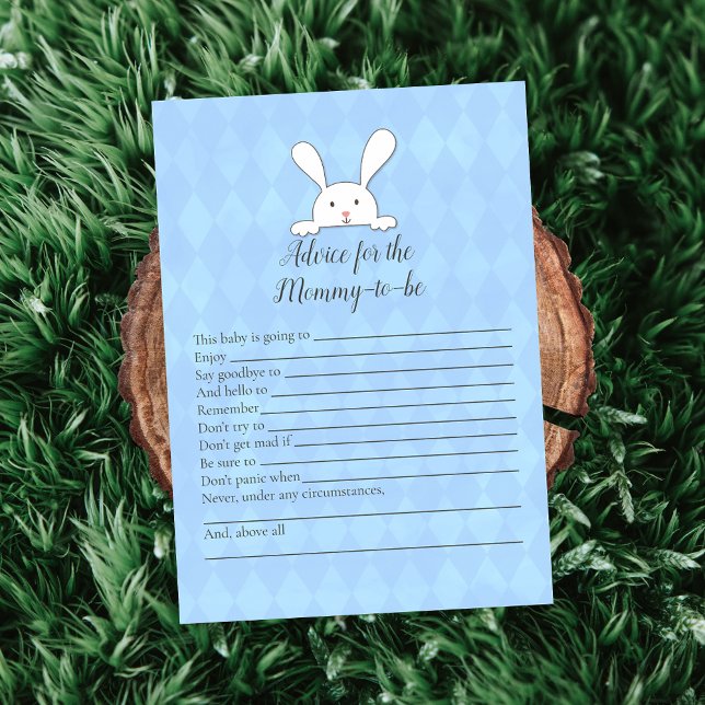Invitation Conseil Blanc Bunny Bleu Pour Maman Baby shower Je (Créateur téléchargé)