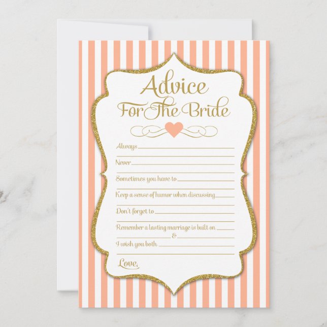 Invitation Conseil Pour La Fête des mariées D'Or Bride Peach (Devant)