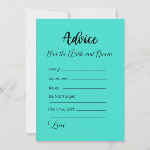 Invitation Conseil pour la mariée et la chambre bleu turquois