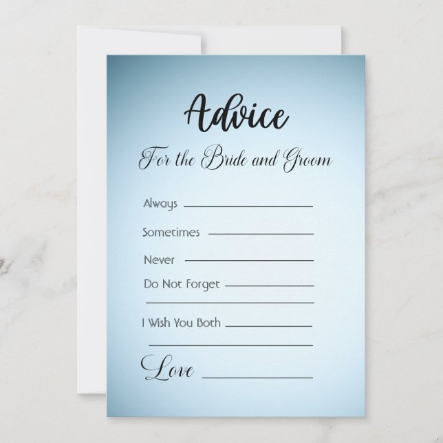 Invitation Conseil pour la mariée et la chambre bleue Ombre (Devant)