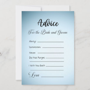 Invitation Conseil pour la mariée et la chambre bleue Ombre