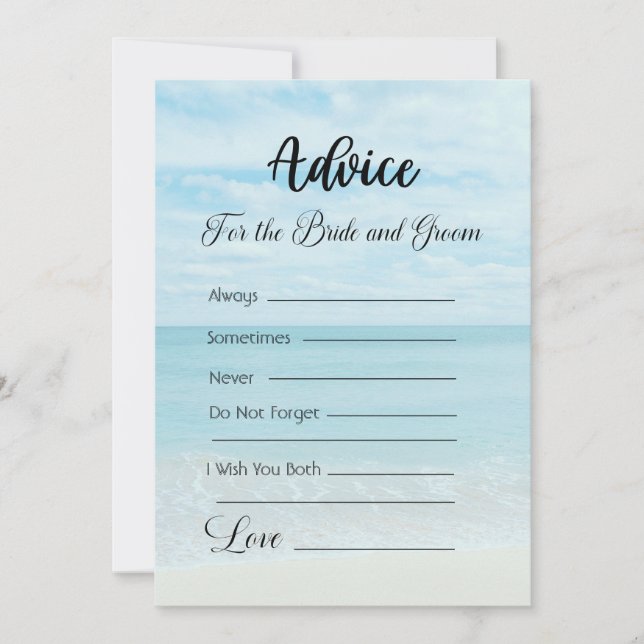 Invitation Conseil pour la mariée et la chambre Blue Ocean Be (Devant)