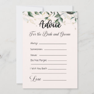 Invitation Conseil pour la mariée et la chambre crème & verdu