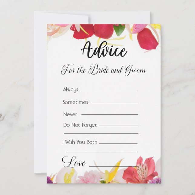 Invitation Conseil pour la mariée et la chambre Exotique Flor (Devant)