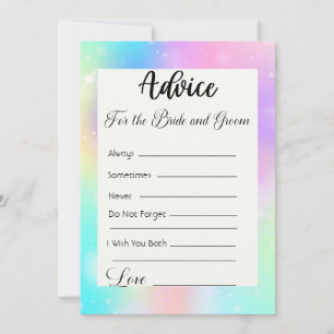 Invitation Conseil pour la mariée et la chambre Pastel Rainbo