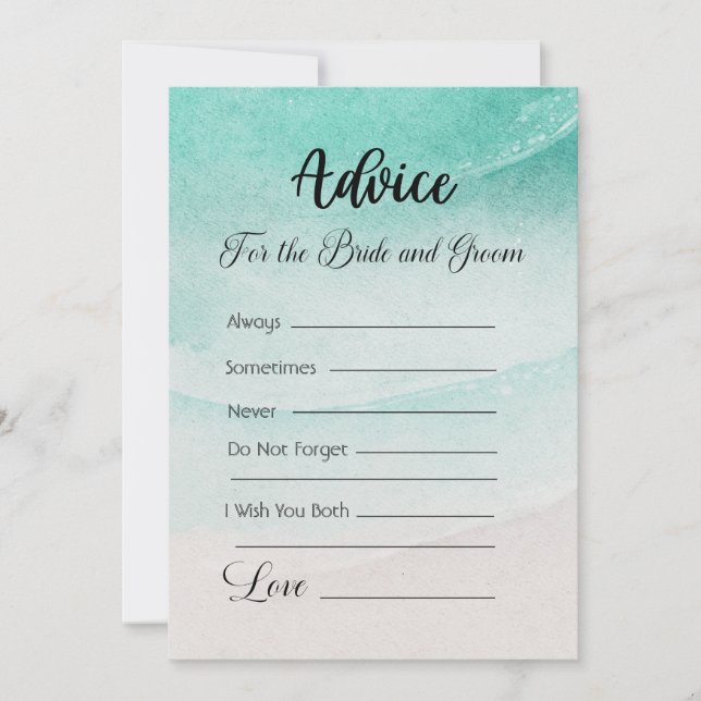 Invitation Conseil pour la mariée et la chambre plage Abstrai (Devant)