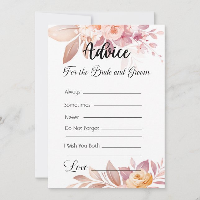 Invitation Conseil pour la mariée et la chambre rose Boho Flo (Devant)