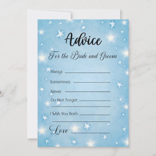 Invitation Conseil pour la mariée et la chambre Sky Blue Cele (Devant)