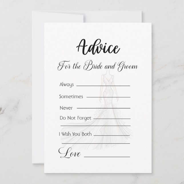 Invitation Conseil pour la robe de mariée et de Mariage de ch (Devant)