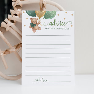 Invitation Conseil pour les parents Baby shower Teddy Bear Ca