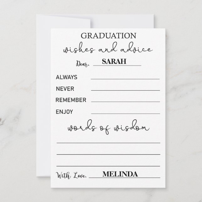 Invitation Conseils aux diplômés Cartes-Conseils pour les dip (Devant)