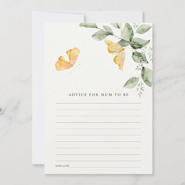 Invitation Conseils aux papillons de feuillage mignon pour ma (Devant)