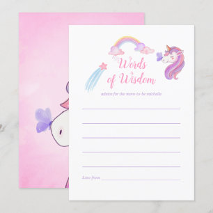 Invitation Conseils de maman pour Baby Shower Licorne Arc-en-