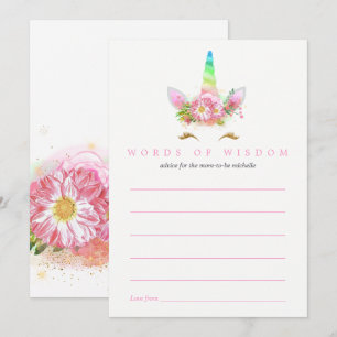 Invitation Conseils de maman pour Baby Shower Licorne Fille A