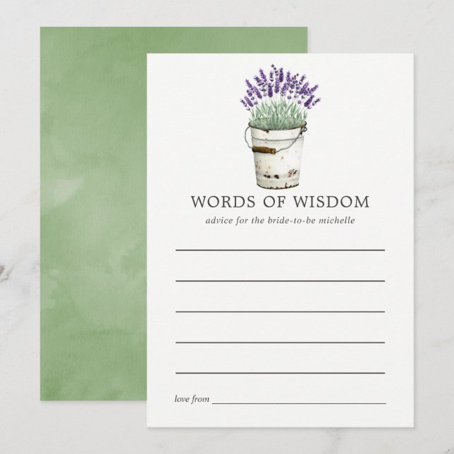 Invitation Conseils de mariage en aquarelle lavande (Devant / Derrière)