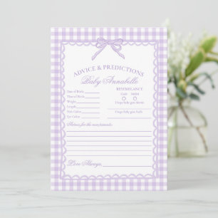Invitation Conseils de nœud Coquette en vichy violet pour car