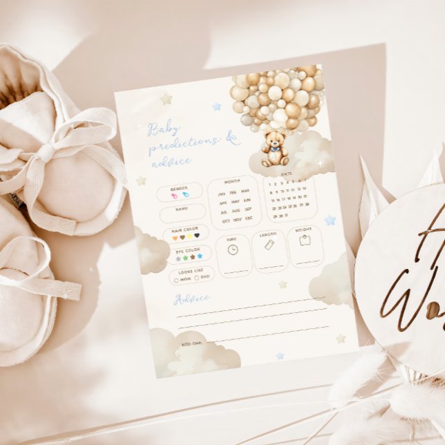 Invitation Conseils de prédictions Teddy Bear Baby shower Jeu (Créateur téléchargé)