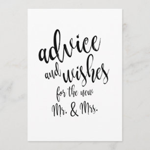 Invitation Conseils et souhaits Abordable Mariage Sign
