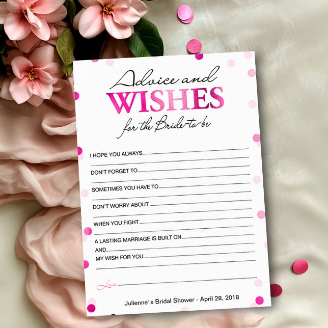 Invitation Conseils et souhaits de Fête des mariées | Magenta (Créateur téléchargé)