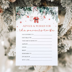 Invitation Conseils et vœux pour une baby shower de Noël avec