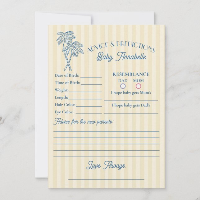 Invitation Conseils pour bébé Palm Springs Beach Douche pour  (Devant)