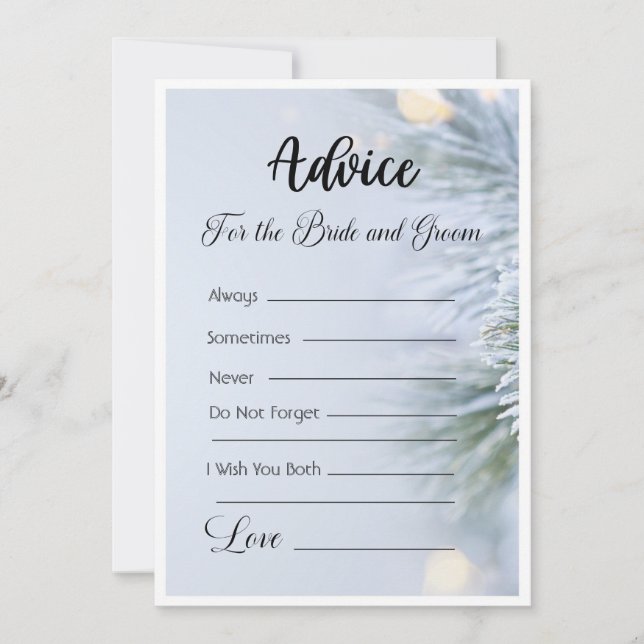 Invitation Conseils pour la mariée et la chambre Noël d'hiver (Devant)