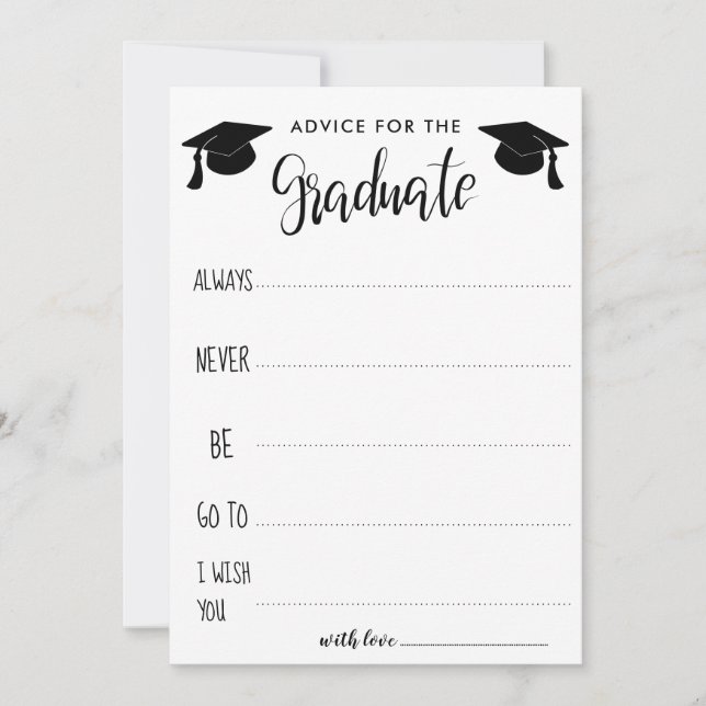 Invitation Conseils Pour Le Diplômé| Grand Casquette (Devant)