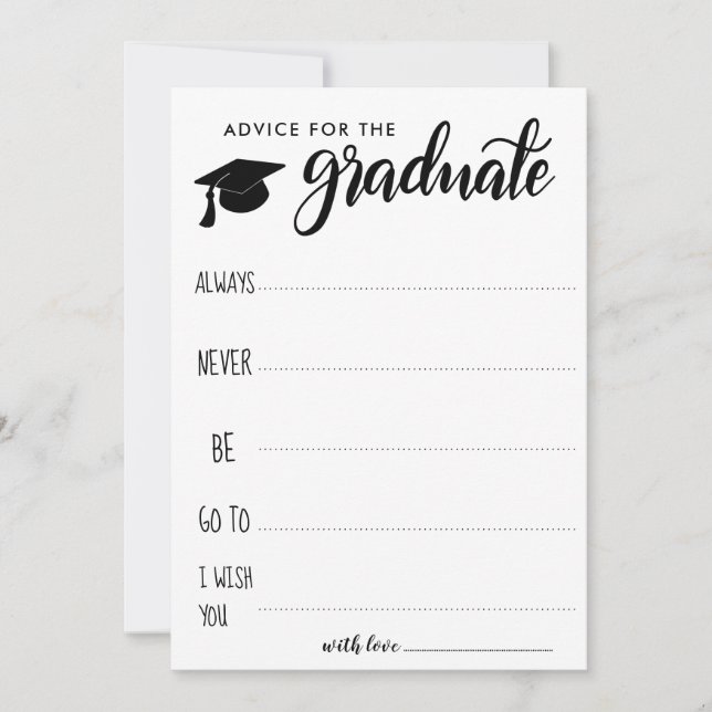 Invitation Conseils Pour Le Diplômé | Minimaliste (Devant)