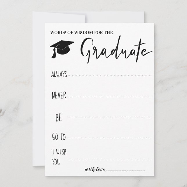 Invitation Conseils Pour Le Diplômé| Mots de sagesse (Devant)