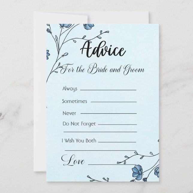 Invitation Conseils pour les fleurs bleues de la mariée et de (Devant)