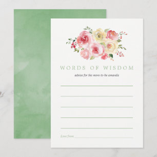 Invitation Conseils pour maman pour une baby shower Floral Bl