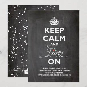 Invitation Conserver Le Calme Et La Fête Sur Chalkboard Drôle