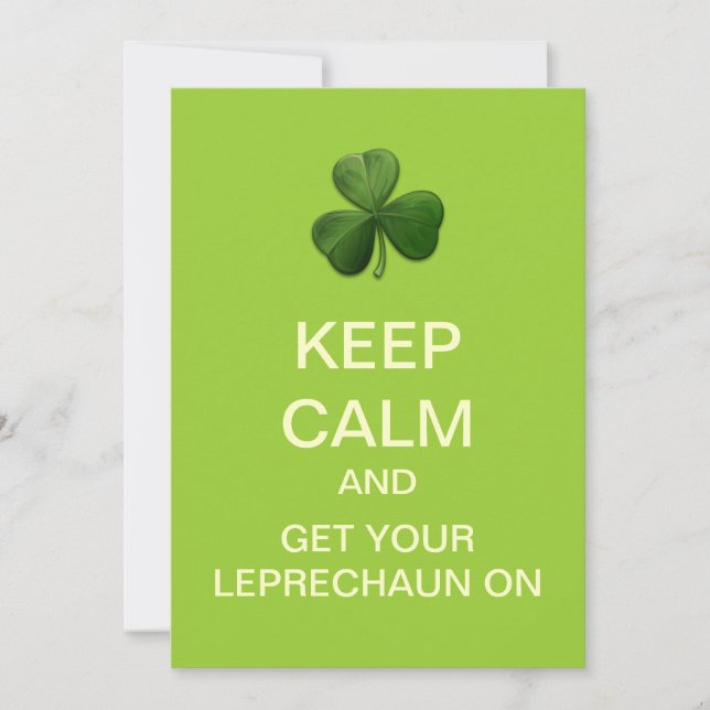 Invitation CONSERVEZ LE CALME ET LEPRECHAUN À L'Invitation Pe (Devant)