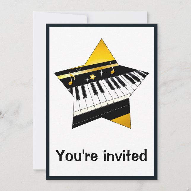 Invitation : Considérant de piano avec l'étoile (Devant)