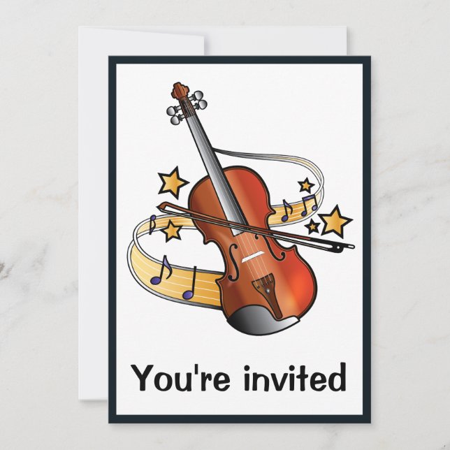 Invitation Considérant de violon avec l'étoile (Devant)