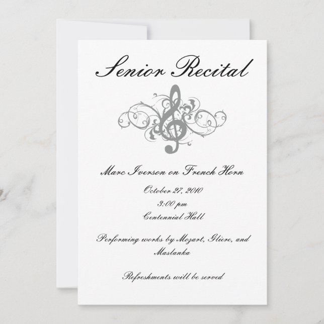 Invitation Considérant musique senior (Devant)