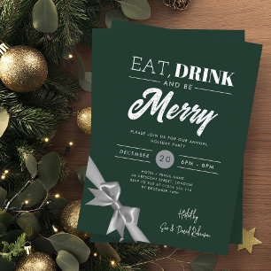Invitation Consommation moderne Be Joyeux Xmas Silver Ribbon 
