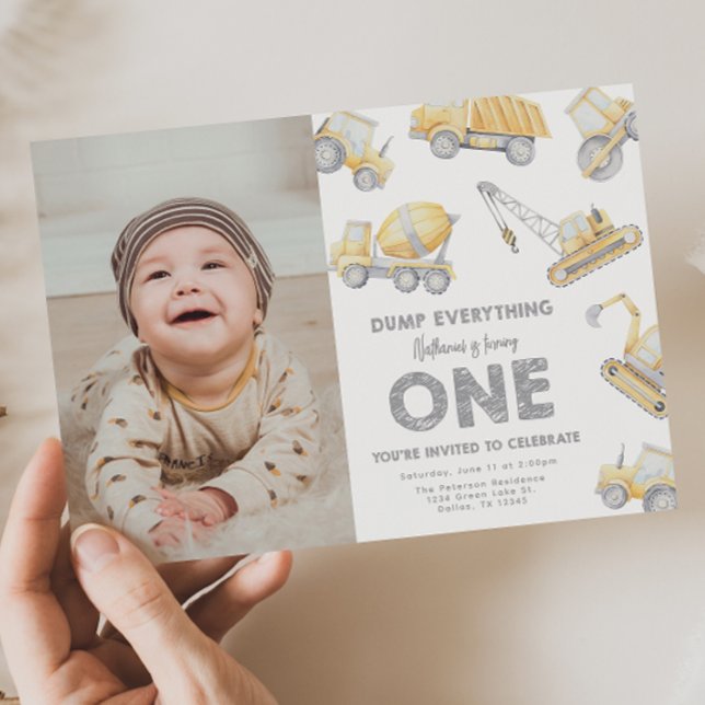 Invitation Construction 1st Birthday Party (Créateur téléchargé)