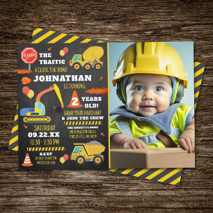 Invitation Construction 2e anniversaire photo