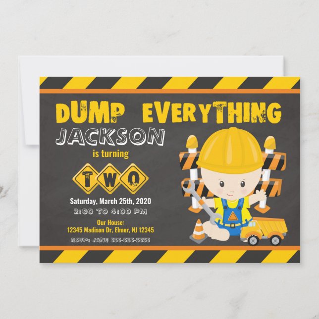 Invitation Construction 2e tableau de bord de l'invitation d' (Devant)