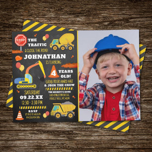 Invitation Construction 4e anniversaire Photo