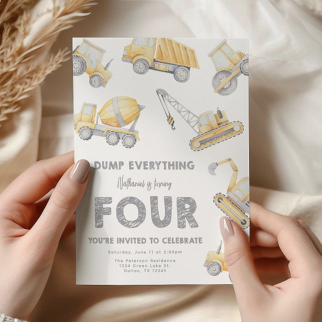 Invitation Construction 4e FOUR fête d'anniversaire (Créateur téléchargé)