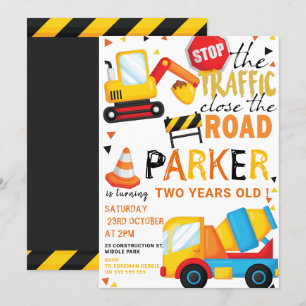 Invitation Construction Anniversaire Cute