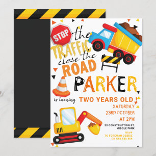 Invitation Construction Anniversaire Cute