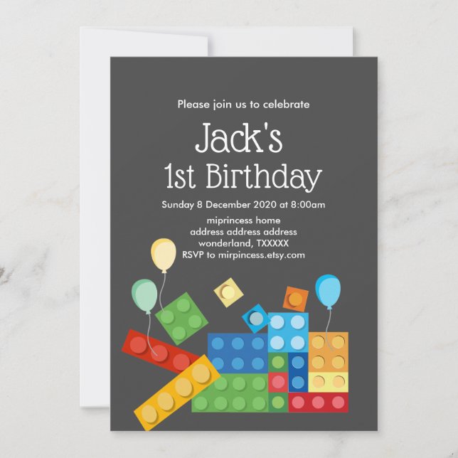 Invitation construction bloc enfant (Devant)