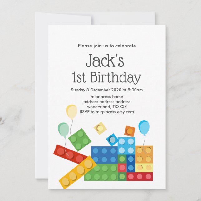 Invitation construction bloc enfant (Devant)