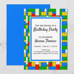 Invitation Construction briques Construction Jouet Anniversai