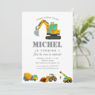 Invitation Construction Camion Anniversaire Décor