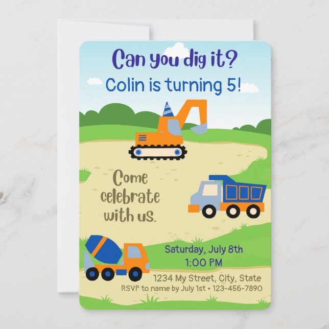 Invitation Construction de terrain de jeu Anniversaire Invita (Devant)