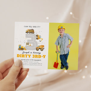Invitation Construction Dirty 3ème Anniversaire Photo Invitat